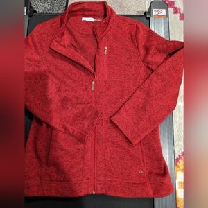 Women's Calvin Klein Zip Up Fleece Jacket - Red- Size L